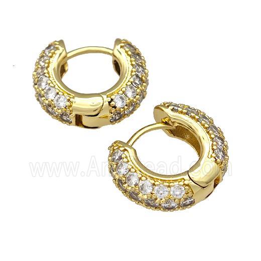 Copper Hoop Earring Micro Pave Zirconia Gold Plated