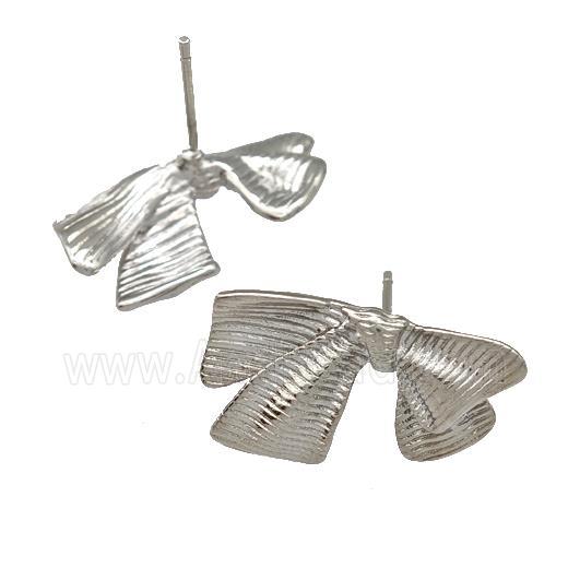 Copper Bow Stud Earrings Platinum Plated