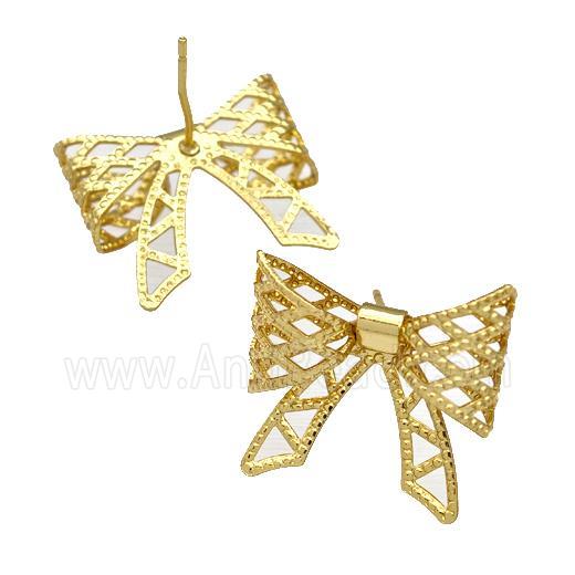 Copper Bow Stud Earrings Gold Plated