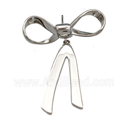 Copper Bow Stud Earrings Platinum Plated