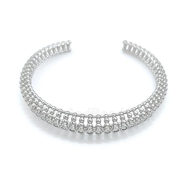 Copper Bangle Pave Zircon Platinum Plated