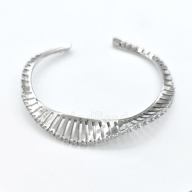Copper Bangle Pave Zircon Mobius Belt Platinum Plated