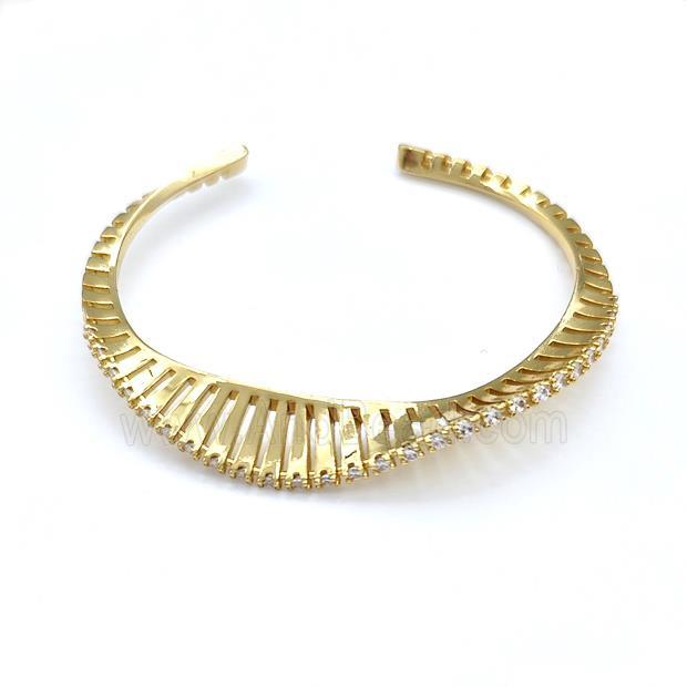 Copper Bangle Pave Zirconia Mobius Belt Gold Plated