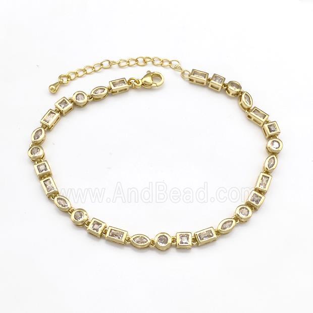 Copper Bracelets Pave Zircon Gold Plated