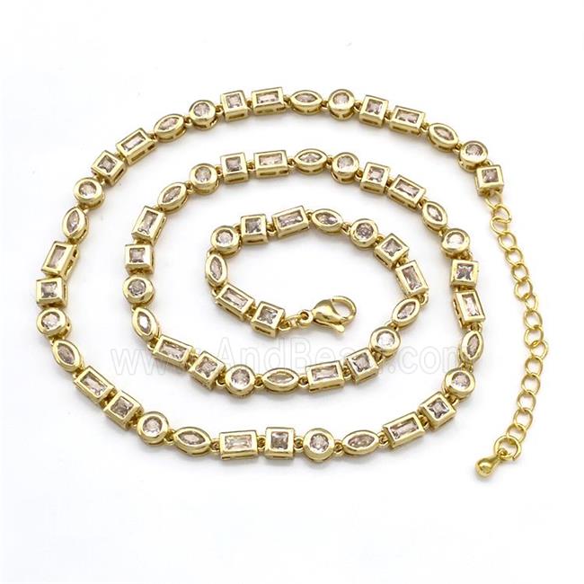 Copper Necklaces Pave Zircon Gold Plated