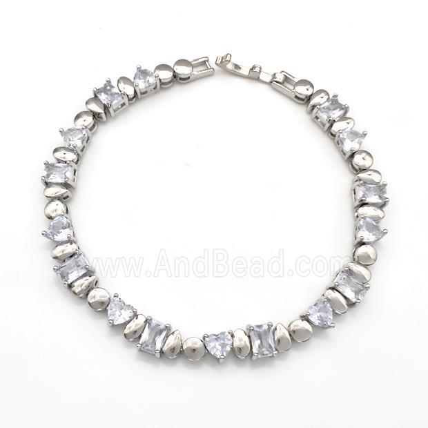 Copper Bracelets Pave Zircon Platinum Plated