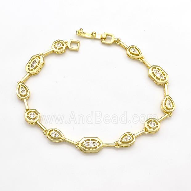 Copper Bracelets Pave Zircon Gold Plated