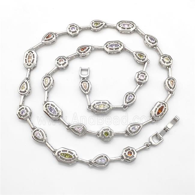 Copper Necklaces Pave Zircon Platinum Plated