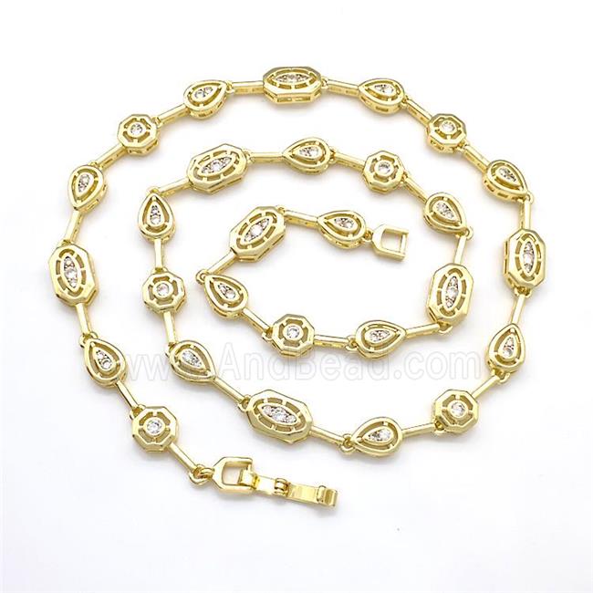 Copper Necklaces Pave Zircon Gold Plated