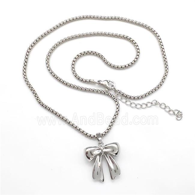 Copper Necklaces Bow Platinum Plated