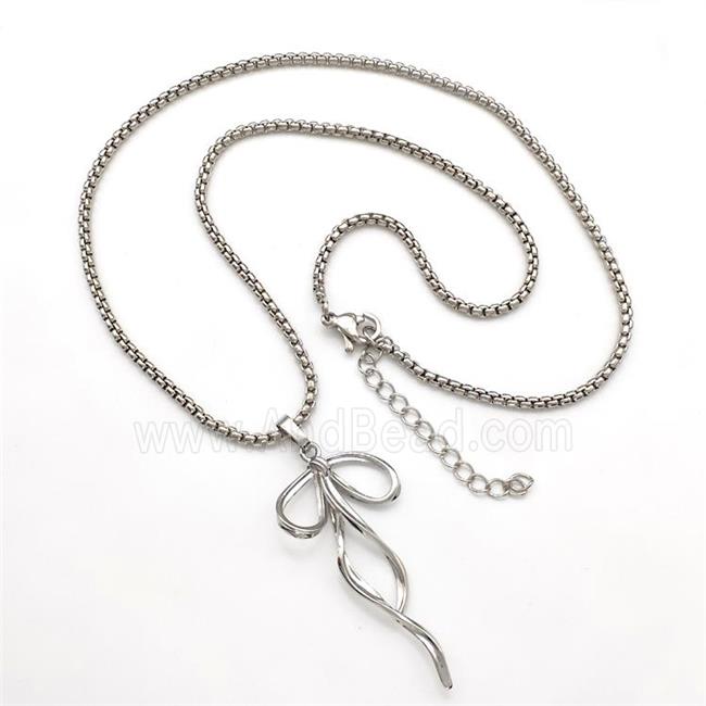 Copper Necklaces Bow Platinum Plated