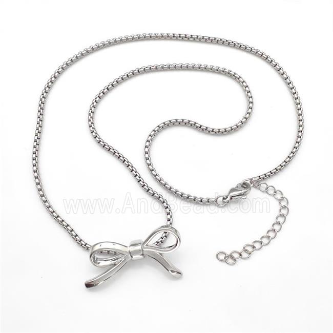 Copper Necklaces Bow Platinum Plated