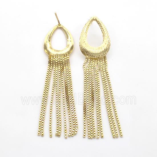 Copper Stud Earrings Tassel Gold Plated