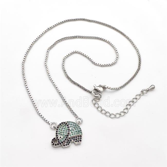 Copper Elephant Necklaces Pave Zirconia Platinum Plated
