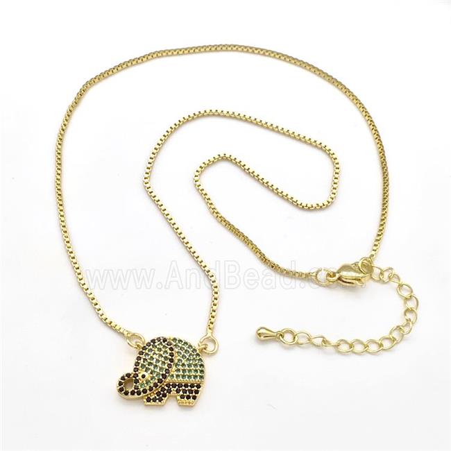 Copper Elephant Necklaces Pave Zirconia Gold Plated