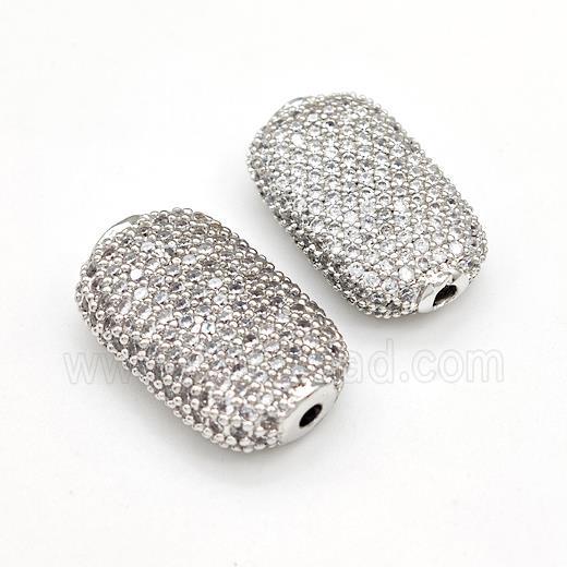 Copper Rectangle Beads Micro Pave Zirconia Platinum Plated