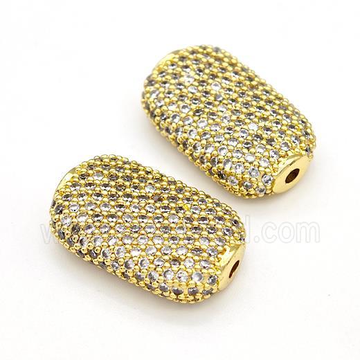 Copper Rectangle Beads Micro Pave Zirconia Gold Plated
