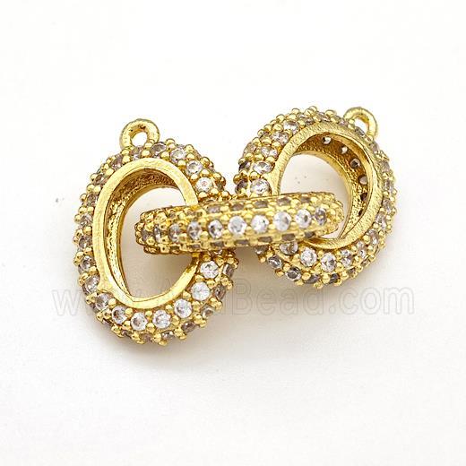 Copper Link Pendant Pave Zirconia Gold Plated
