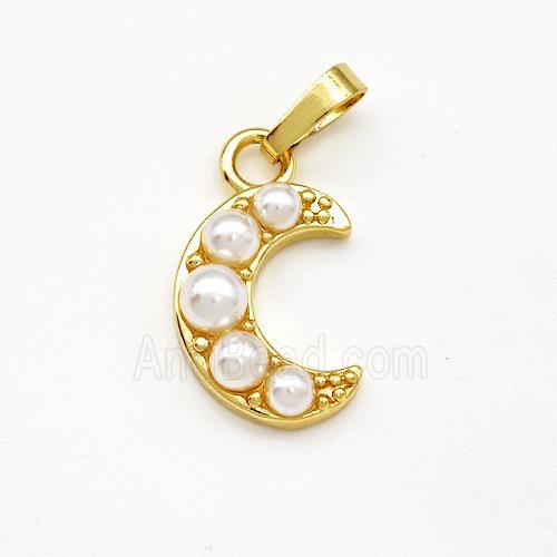 Copper Moon Pendant Pave Pearlized Resin Gold Plated