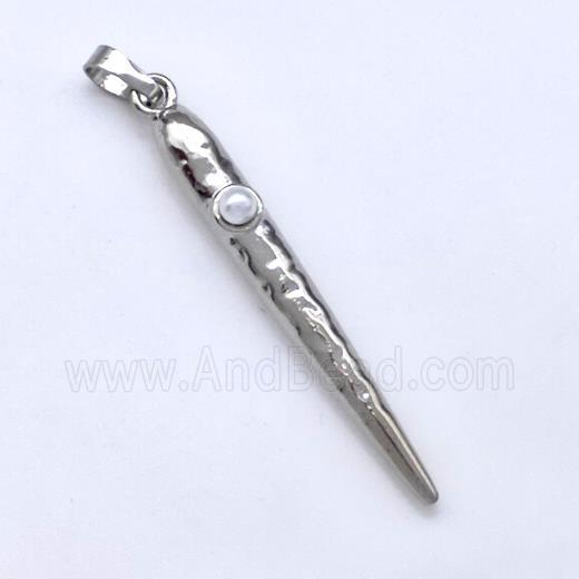 Copper Spike Pendant Pave Pearlized Resin Platinum Plated
