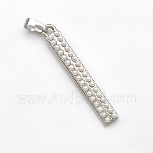 Copper Stick Pendant Pave Pearlized Resin Platinum Plated