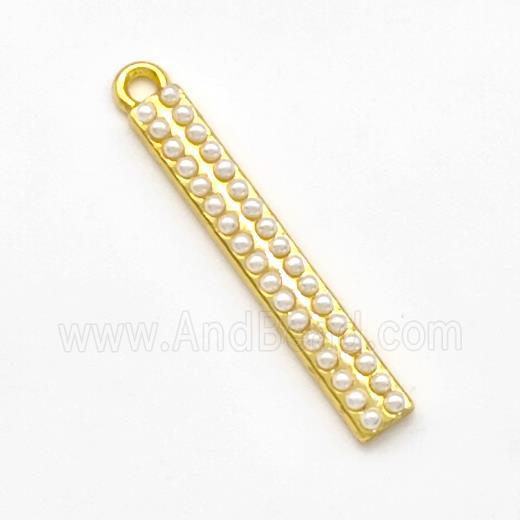 Copper Stick Pendant Pave Pearlized Resin Gold Plated
