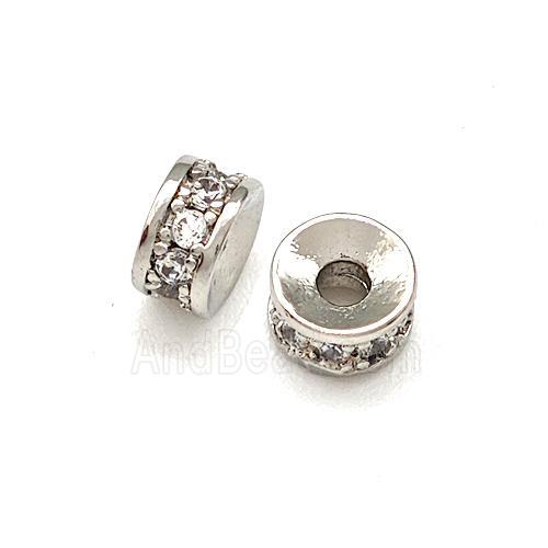 Copper Heishi Beads Pave Zirconia Platinum Plated
