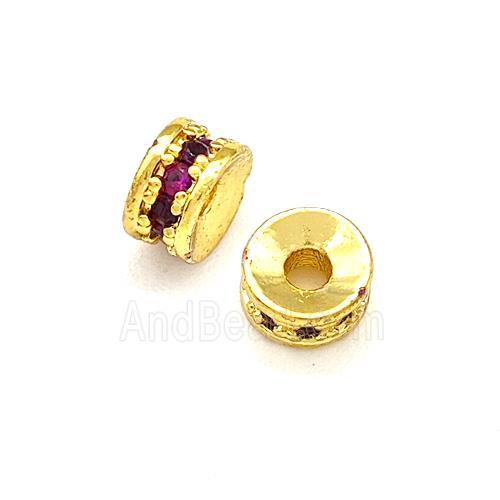 Copper Heishi Beads Pave Zirconia Gold Plated