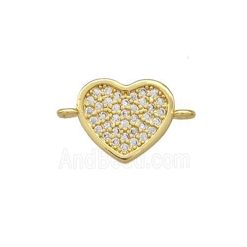 Copper Heart Connector Pave Zirconia Gold Plated