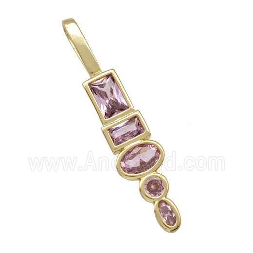Copper Stick Pendant Pave Zirconia Gold Plated