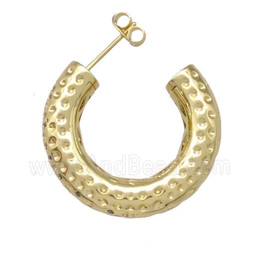 Copper Stud Earrings Hollow Gold Plated