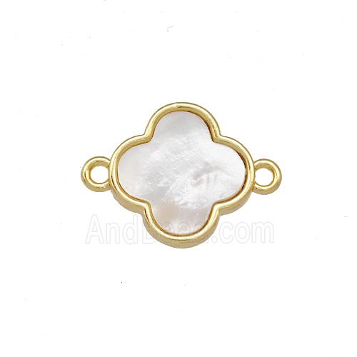Copper Clover Connector Pave Shell 18K Gold Plated