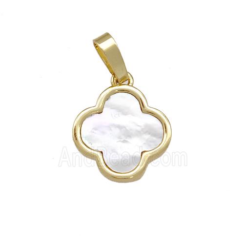 Copper Clover Pendant Pave Shell 18K Gold Plated