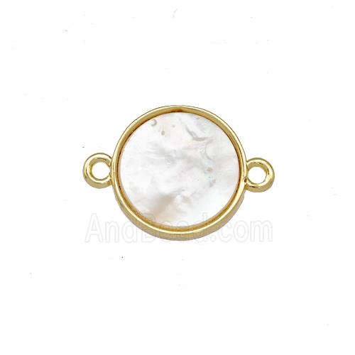Copper Circle Connector Pave Shell 18K Gold Plated