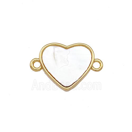 Copper Heart Connector Pave Shell 18K Gold Plated