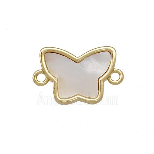 Copper Butterfly Connector Pave Shell 18K Gold Plated