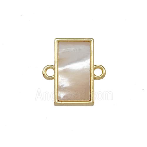 Copper Rectangle Connector Pave Shell 18K Gold Plated
