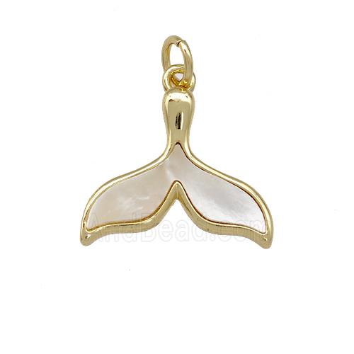 Copper Shark-tail Pendant Pave Shell 18K Gold Plated