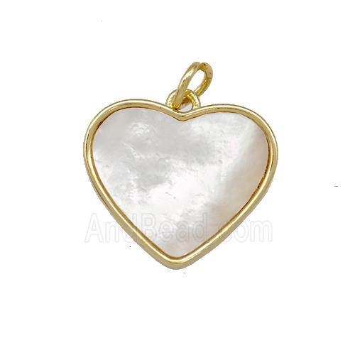 Copper Heart Pendant Pave Shell 18K Gold Plated