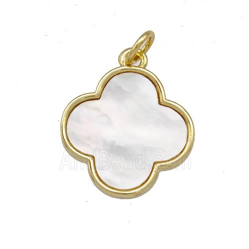 Copper Clover Pendant Pave Shell 18K Gold Plated