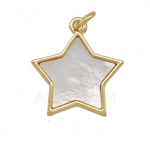 Copper Star Pendant Pave Shell 18K Gold Plated
