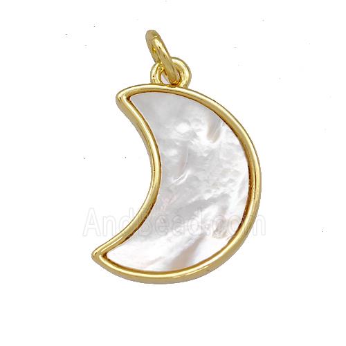 Copper Moon Pendant Pave Shell 18K Gold Plated