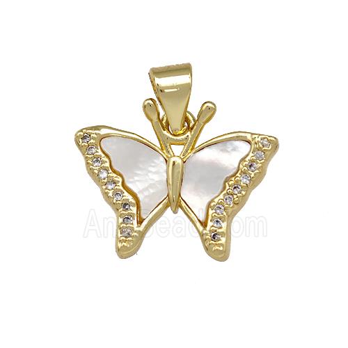 Copper Butterfly Pendant Pave Shell Zirconia 18K Gold Plated