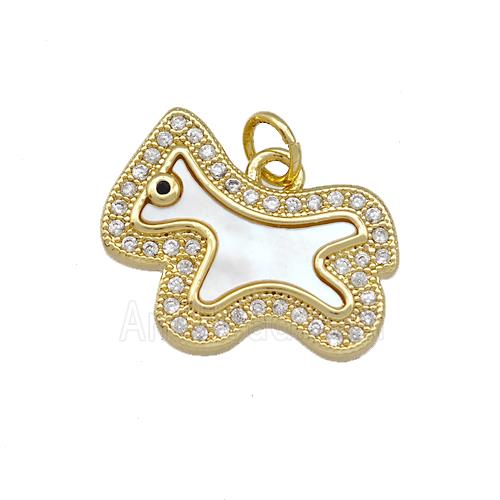 Copper Foal Charms Pendant Pave Shell Zirconia Horse 18K Gold Plated
