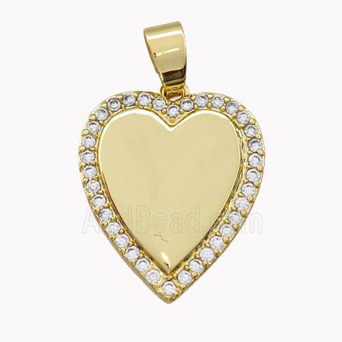 Copper Heart Pendant Micro Pave Zirconia Gold Plated