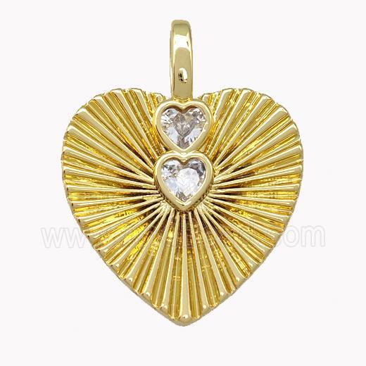 Copper Heart Pendant Pave Zirconia Gold Plated
