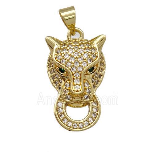 Copper Leopard Pendant Pave Zirconia Gold Plated