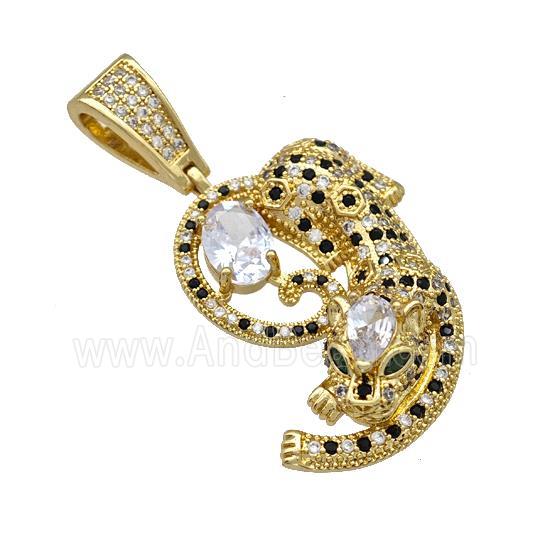 Copper Leopard Pendant Pave Zirconia Gold Plated