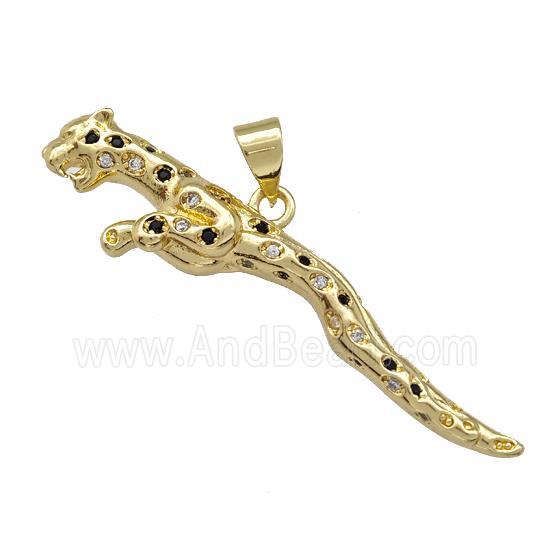 Copper Leopard Pendant Pave Zirconia Gold Plated