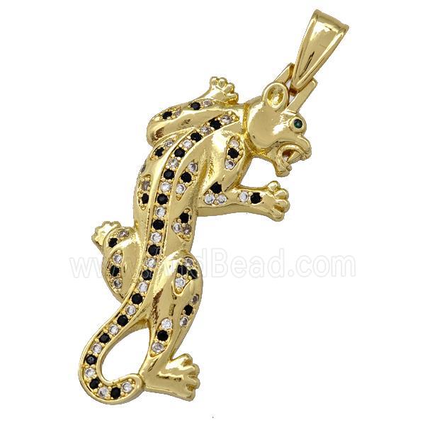 Copper Leopard Pendant Pave Zirconia Gold Plated